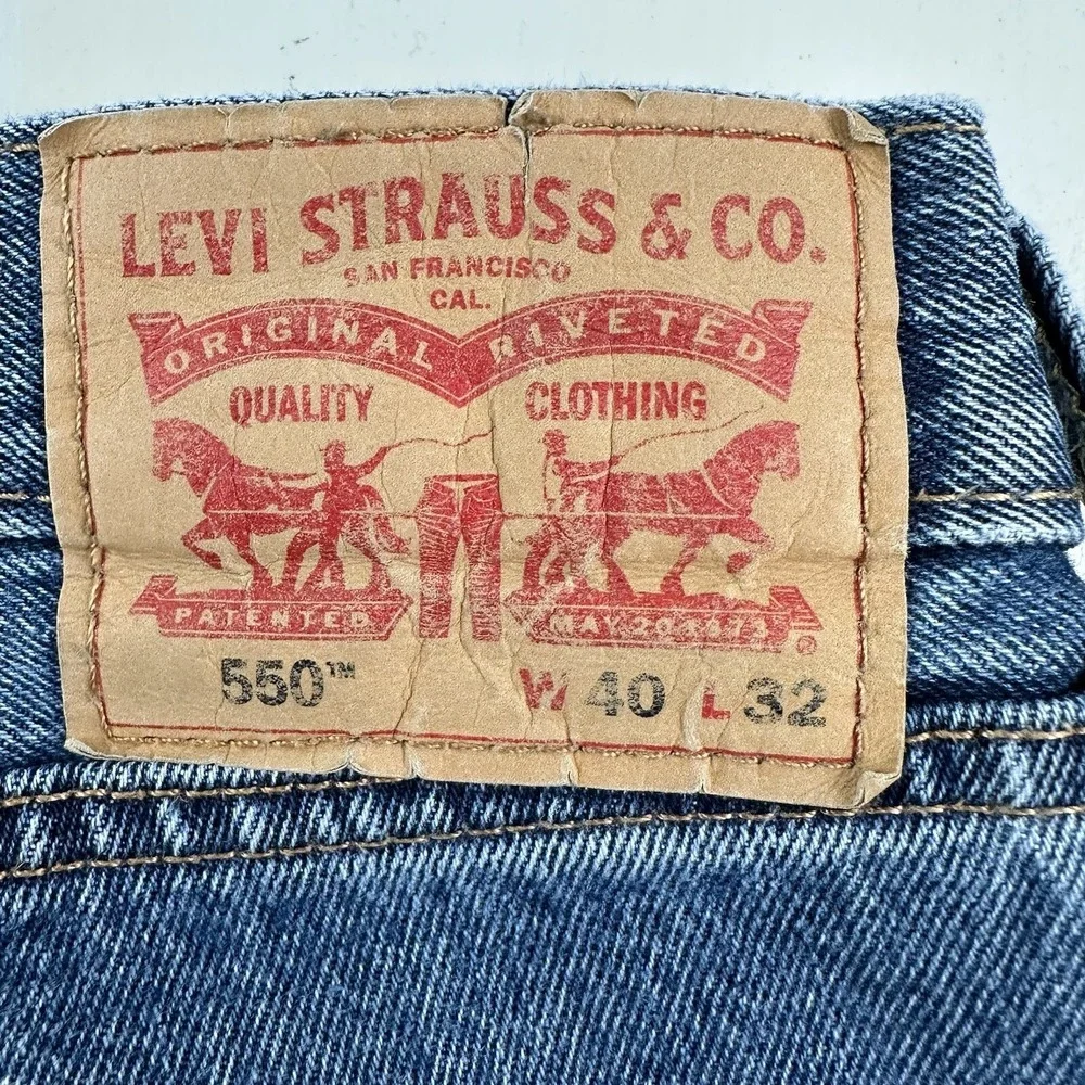 Levi's Mens 40x32 550 Blue Jeans Relaxed Straight Cotton‎ Denim Medium Wash EUC